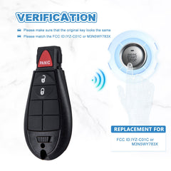 Keyless Entry Remote Key Fob Replacement for 2008-2012 Ram 2008-2010 Chrysler 300 2008-2014 Dodge Challenger IYZ-C01C or M3N5WY783X KR-D3RA