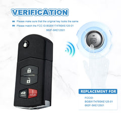 Car Key Fob Remote Replacement for 2009-2013 Mazda 6 Flip BGBX1T478SKE12501 KR-M4SA