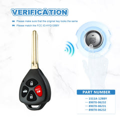 Car Key Fob Replacement for 2007-2010 Toyota Camry 4 Button Keyless Entry Control HYQ12BBY