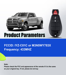 Car Key Keyless Entry Remote Voice DIY Paring Kit Replacement for Dodge Ram 1500 2500 3500 Dodge Grand Caravan 2008-2012 Chrysler Town and Country 2008-2018 IYZ-C01C or M3N5WY783X