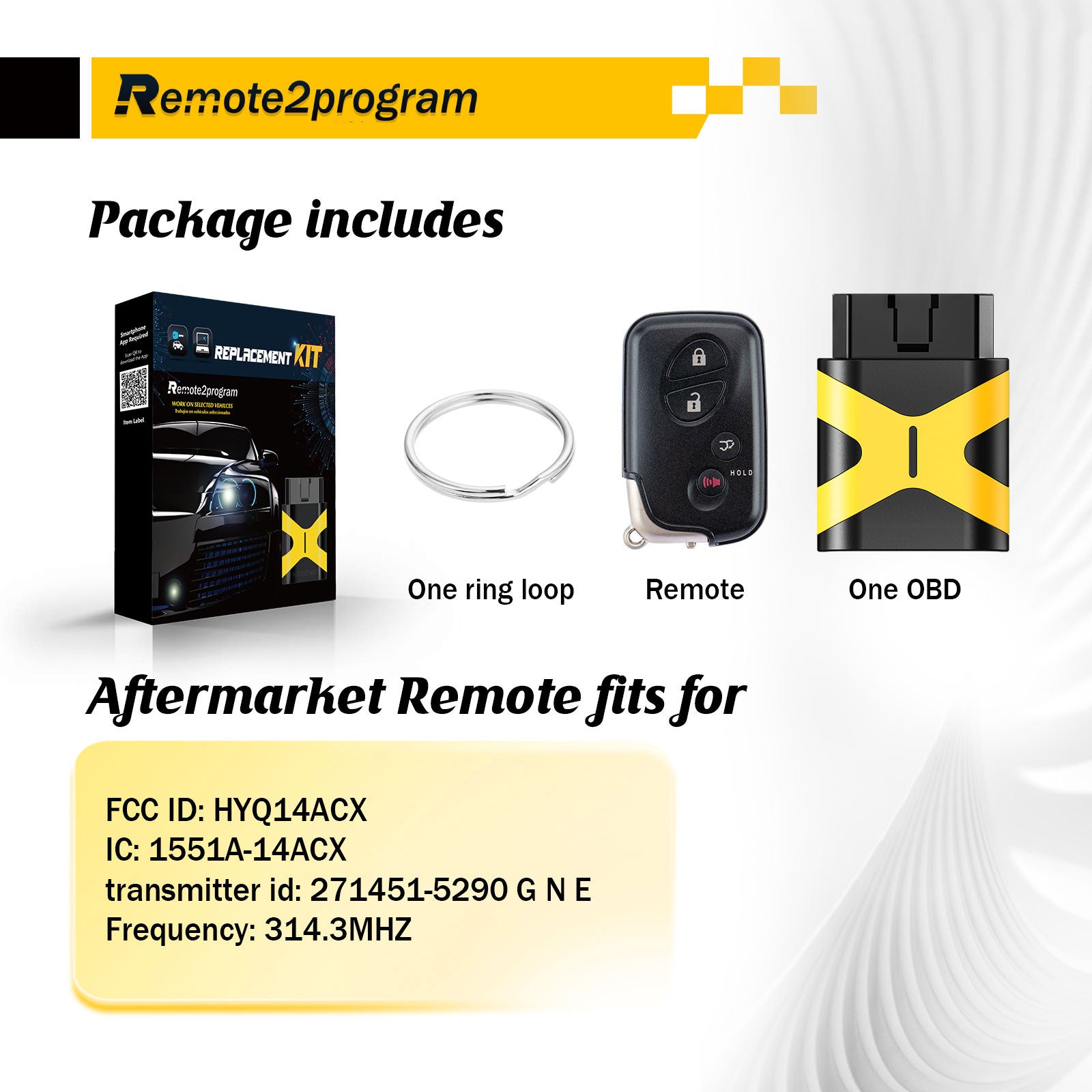 Simple and Safe Self Programming Car Key Kit and Keyless Entry Smart Car Key Replacement for Toyota/Lexcus with FCC: HYQ14ACX 5290 Board/No Tool Required/DIY Pairing