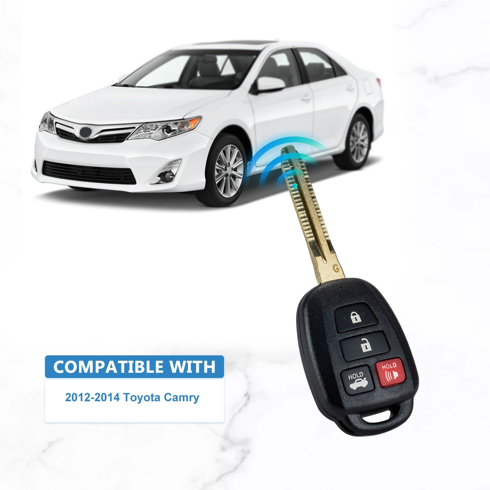 G Chip Remote Car Key Replacement for 2012-2014 Toyota Camry 4 Button HYQ12BDM  KR-T4SB