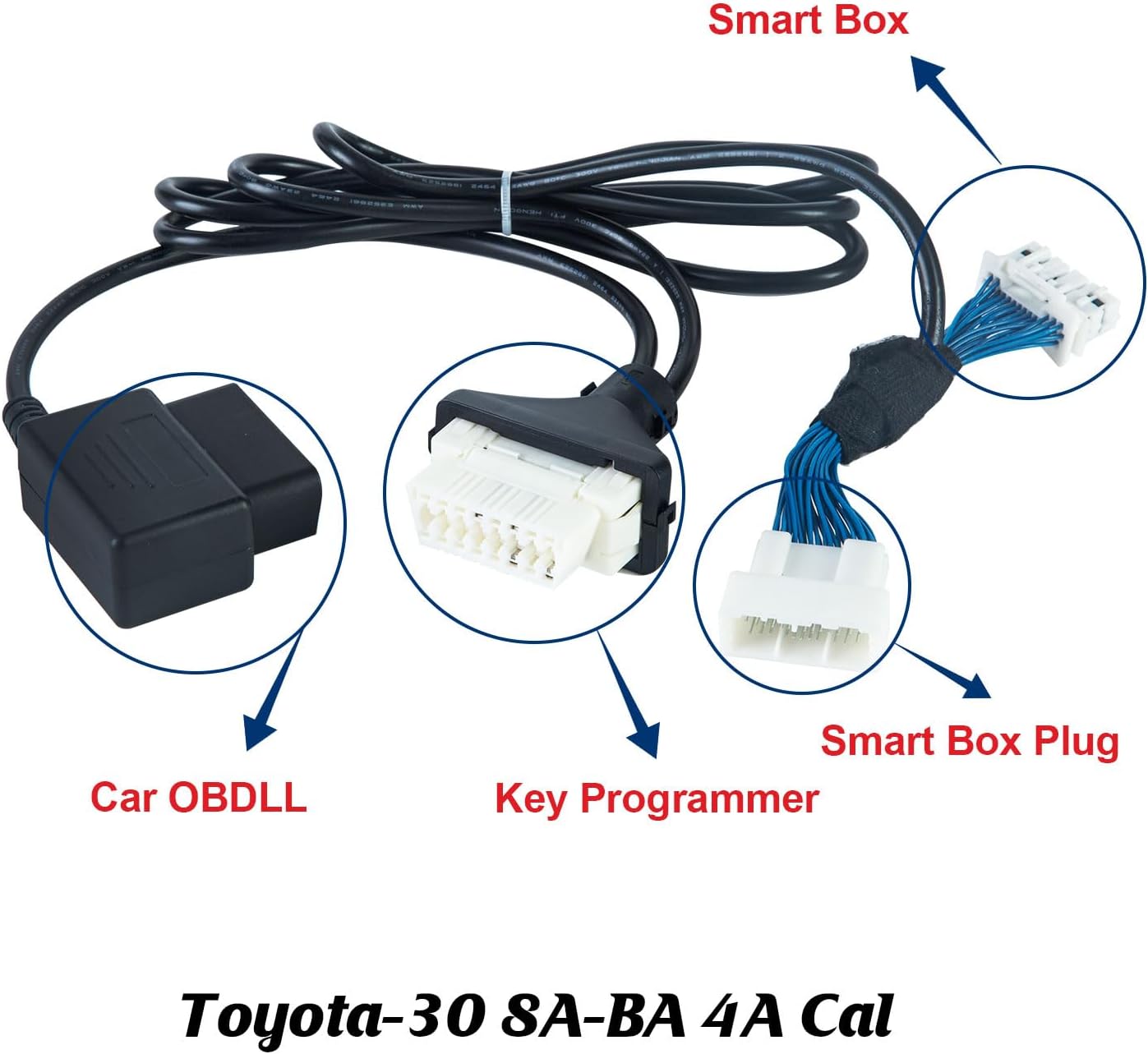 OBD2 Diagnostic Cable Adapter Program Via OBD -Without PIN Code Fit for Toyota 30 pin 8A-BA and 4A Models