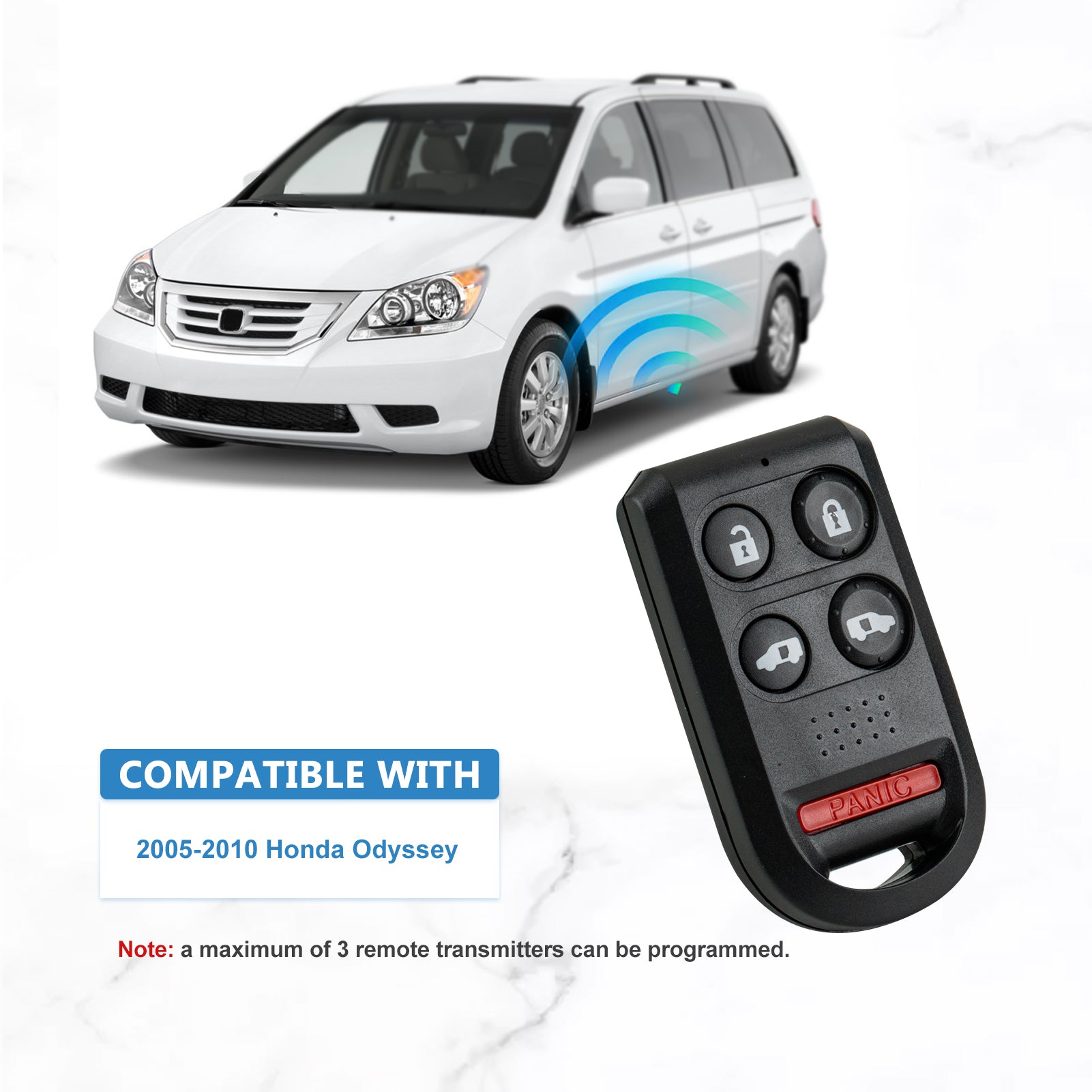 Keyless Entry Remote 5 BTN Replacement for 2005-2010 Honda Odyssey Van 315mHz OUCG8D-399H-A