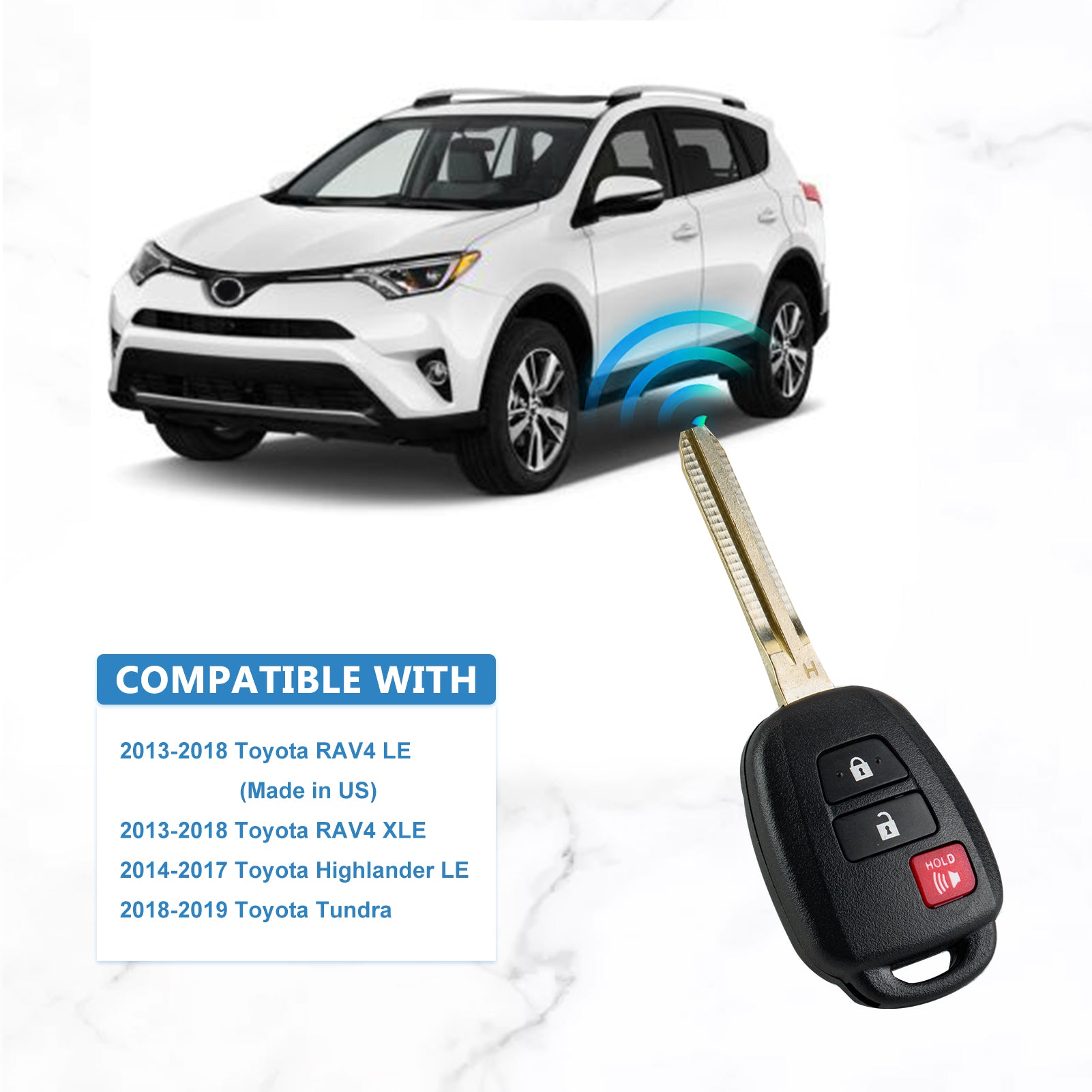 Keyless Entry Remote 3 BTN H-Chip for 2013-2016 Toyota RAV4 2014-2017 Highlander LE GQ4-52T