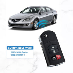 4 BTN Keyless Entery Remote Key Fob Replacement for 2005-2008 Mazda 6 Sedan RX-8 Keyless Entry Flip Remote KPU41788 KR-M4SC