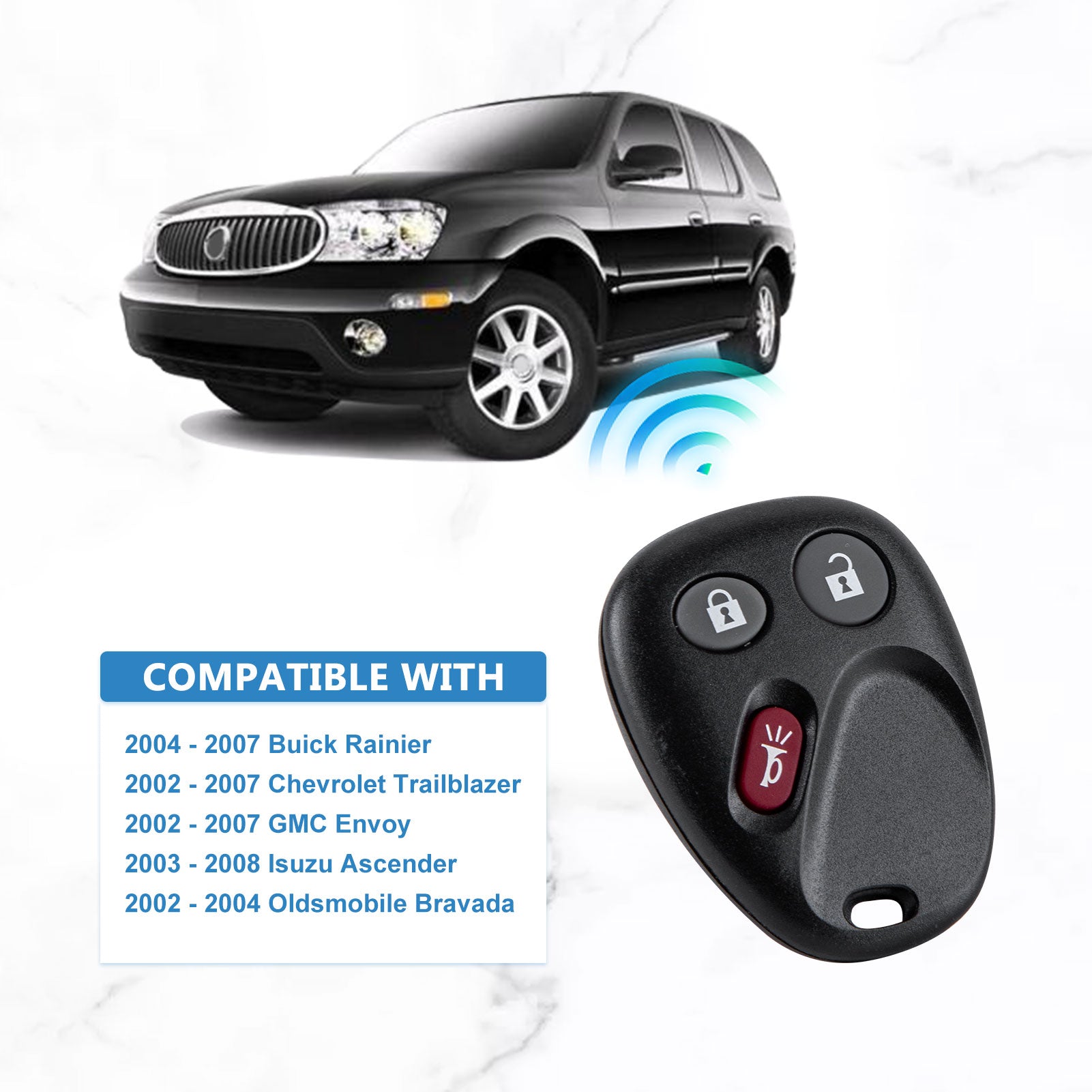 Car Key Fob Keyless Entry Remote Replacement for Envoy Trailblazer 3 BTN MYT3X6898B KR-C3RE