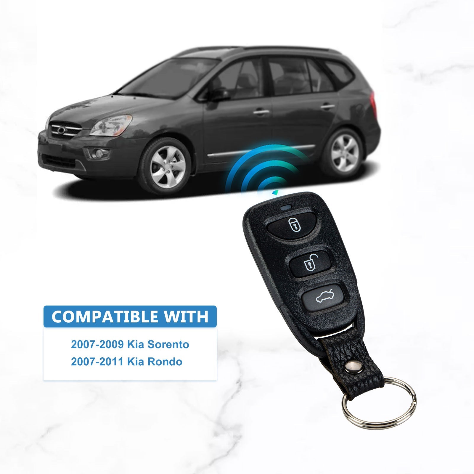 Car Key Fob 4 BTN Replacement for 2007-2009 Kia Sorento 2007-2011 Kia Rondo Key PLNHM-T011