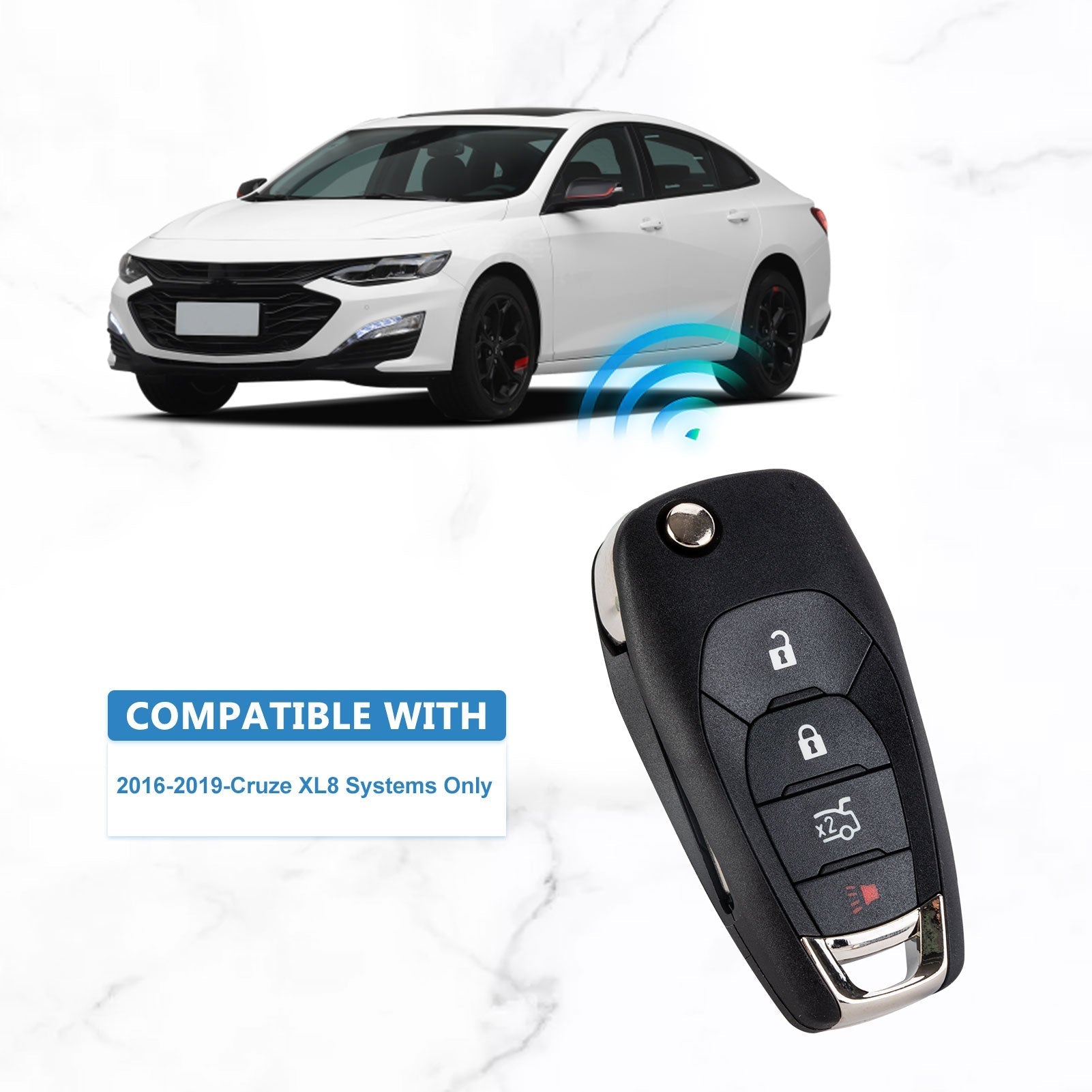 4 BTN Keyless Entry Remote 433MHZ Car Key Replacement for 2016-2019-Cruze XL8 Systems Only LXP-T004  KR-C4SD-10