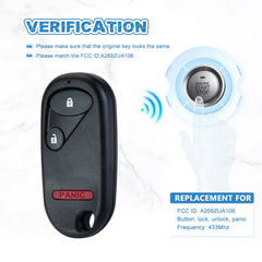 Keyless Entry Remote Control Replacement for 1994-1997 Honda Accord 1996-2000 Civic Car Key Fob A269ZUA106  KR-H3RC