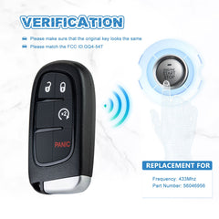 Car Key Fob 46 CHIP Keyless Entry Remote Control Replacement for 2013-2019 Ram 1500 2500 3500 433Mhz GQ4-54T  KR-D4RG-05