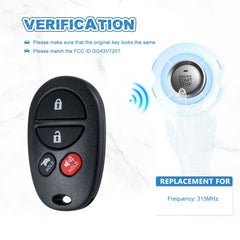 315MHZ Keyless Entry Remote Control Replacement for 2008-2016 Toyota Sequoia 2007-2015 Toyota Highland GQ43VT20T  KR-T4RD-10