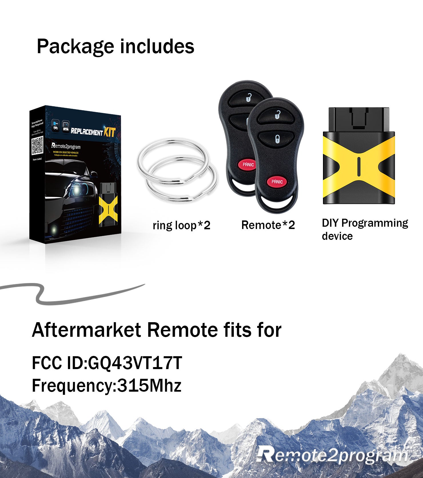 Keyless Entry Car Remote Control 315Mhz Replacement for 2001-2003 Dodge Caravan with FCC: GQ43VT17T