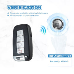 Smart Car Key Fob Keyless Entry Control Replacement for 2011-2014 Hyundai Sonata Remote 4 Button SY5HMFNA04  KR-K4RA-10