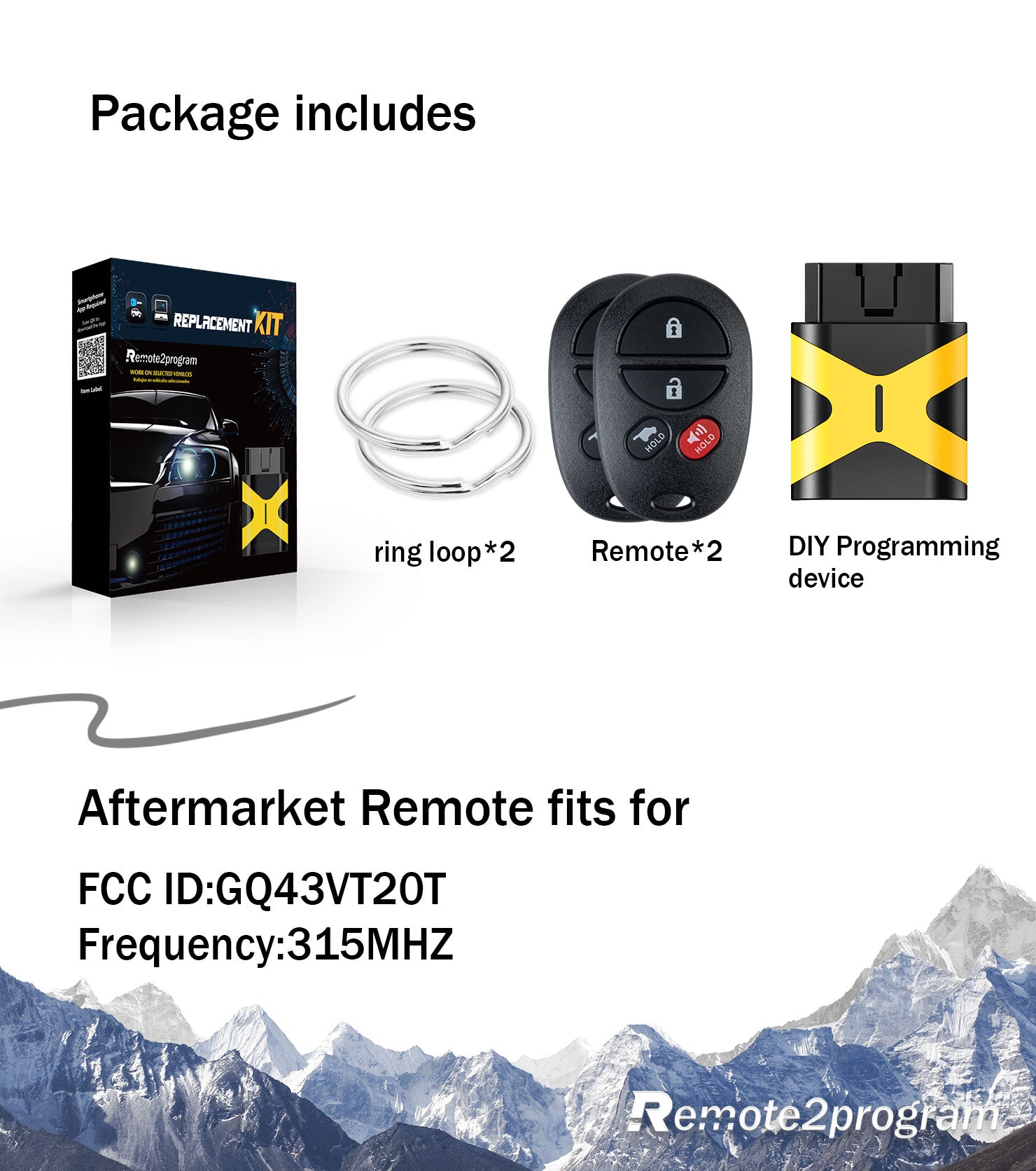 Car Key Keyless Entry Remote Control Replacement for Toyota Sequoia 2008-2016/2007-2015 Toyota Highland 315MHZ with FCC: GQ43VT20T