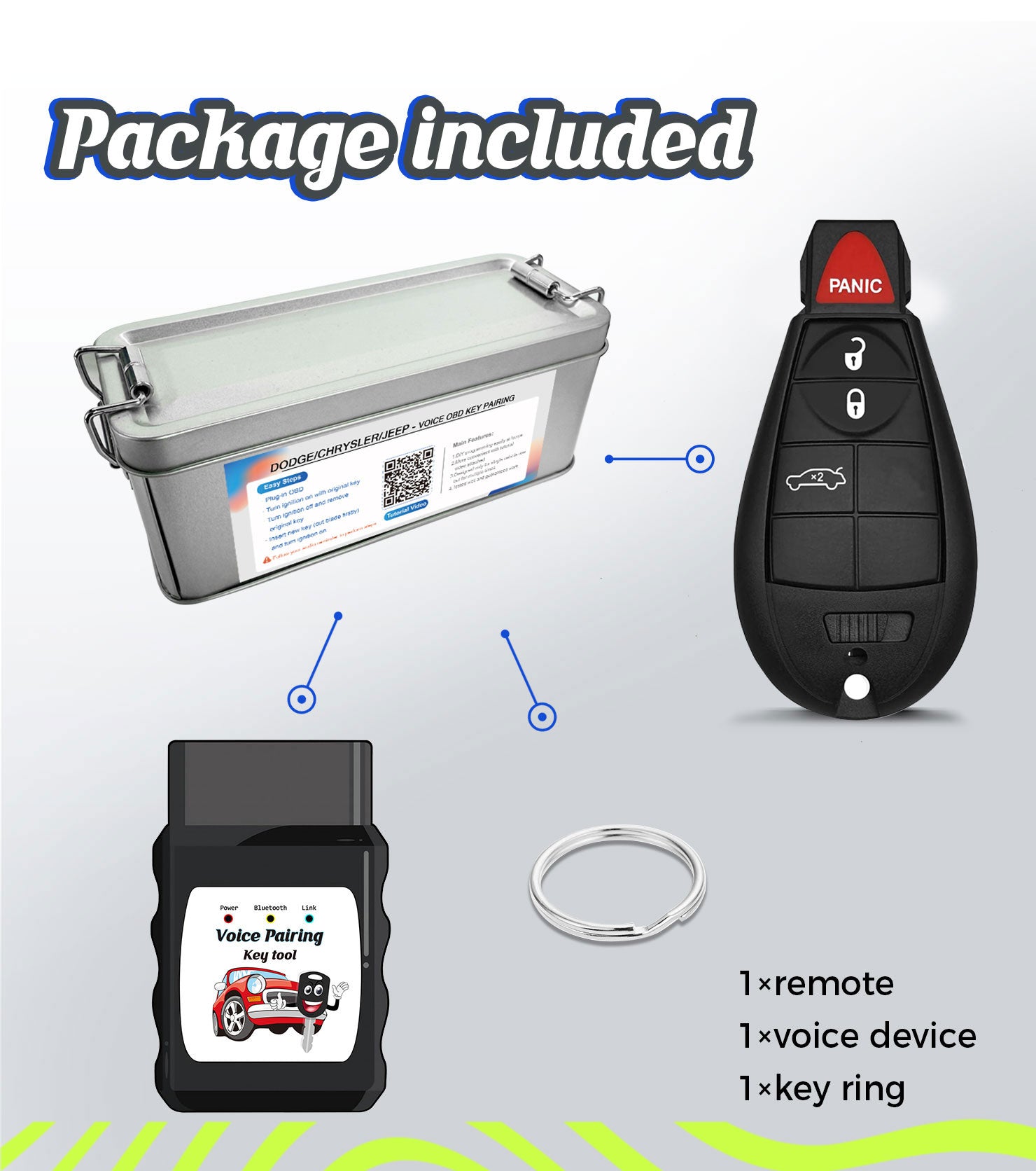 DIY Car Key Fobik Remote Control Voice Kit Replacement for 2008-2013 Dodge Charger Challenger 2008-2010 Chrysler 300 M3N5WY783X or IYZ-C01C