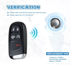 Smart Fob Keyless Entry Control Replacement for 2013-2019 Ram 1500 2500 3500 Air Suspension GQ4-54T 46 CHIP KR-D5RG-10
