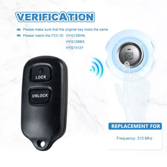 315MHZ Car Key Fob Replacement for 2004-2006 Toyota Tundra Remote HYQ12BAN, HYQ12BBX, HYQ1512Y  KR-T3RD-10