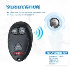 Keyless Entry Car Key Fob 315MHZ Replacement for 2001-2004 Buiick Regal, 2002-2007 Buiick Rendezvous L2C0007T  KR-U4RA -05
