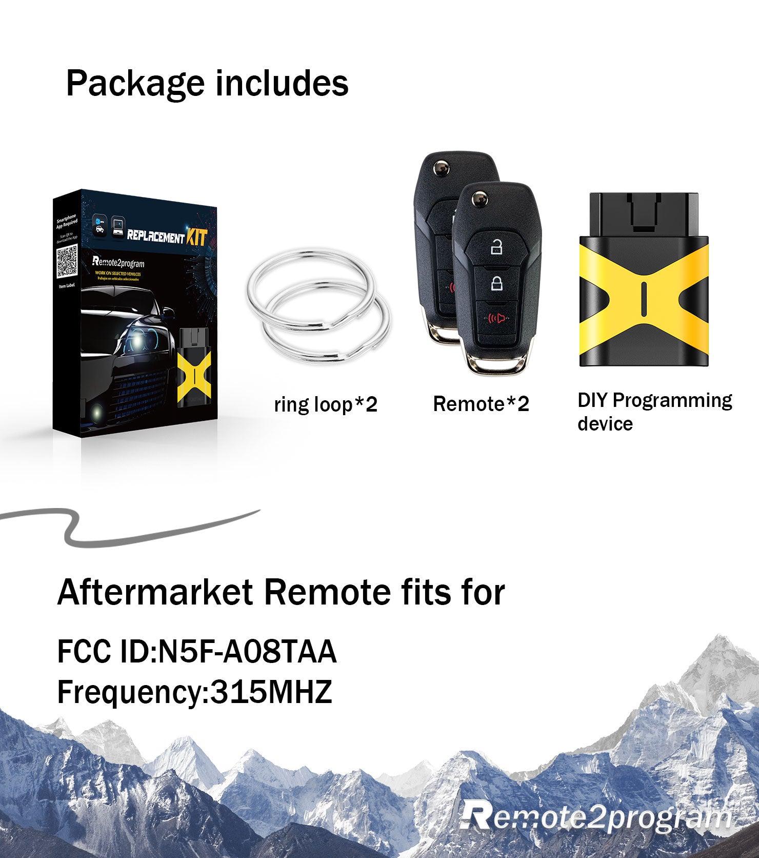 FILP Key Fob 315MHZ Replacement for 2015-2019 Ford F150/F250/F350 and 2016 - 2017 Explorer N5F-A08TAA Self Programmable Remote Control