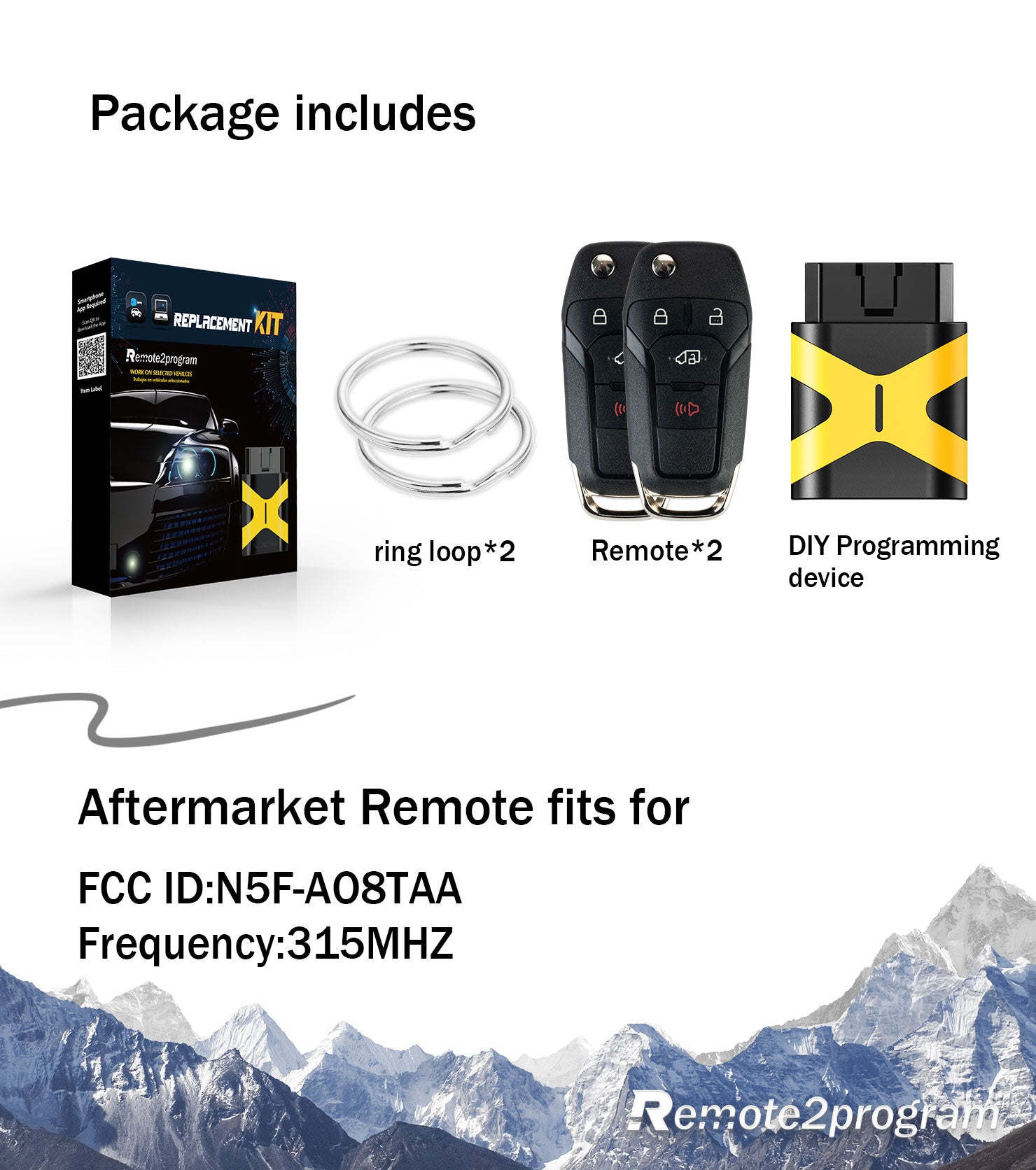 FILP Key Fob 315MHZ Replacement for 2019-2020 Ford Transit N5F-AO8TAA Self Programmable Remote Control
