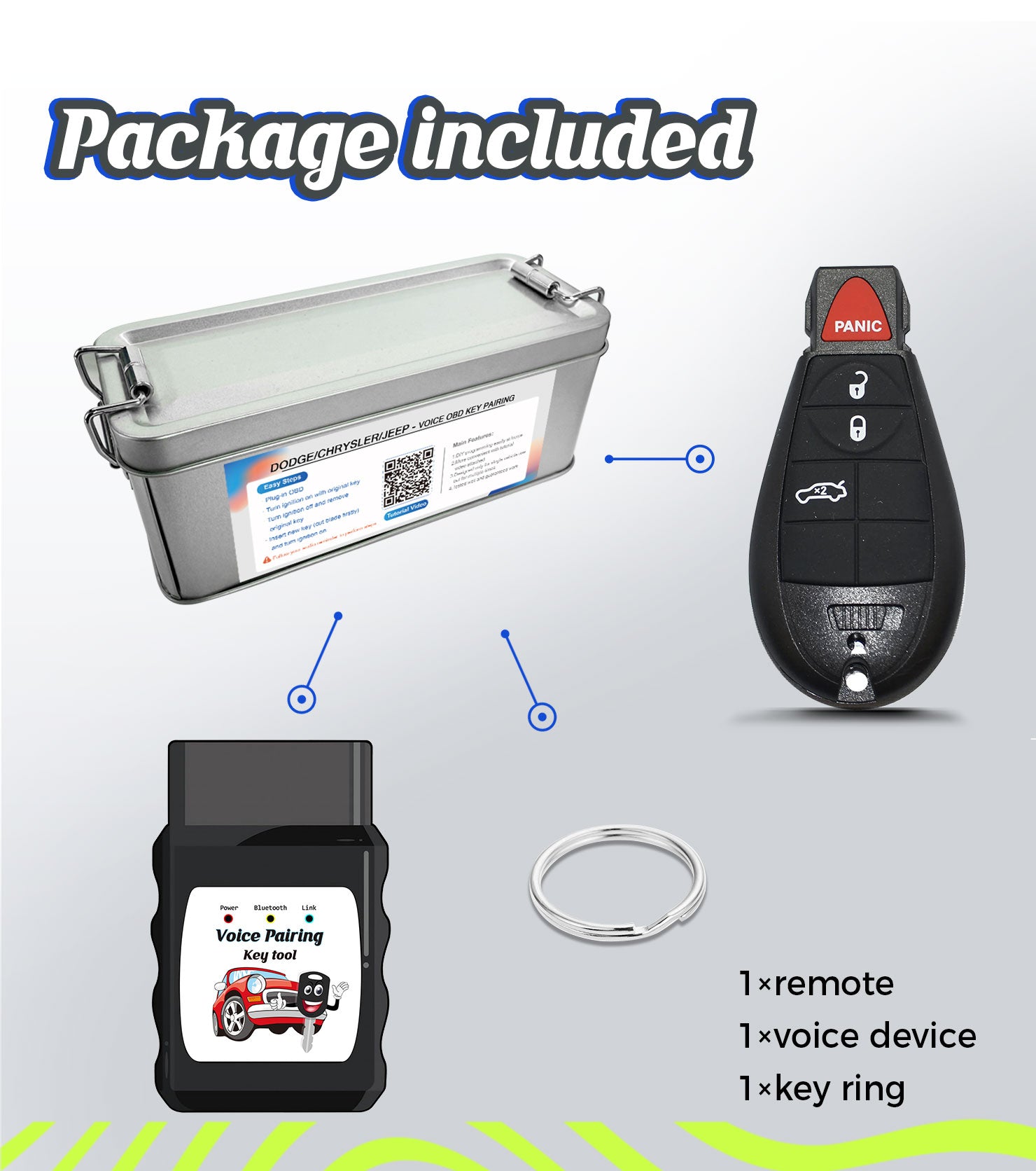 Car Key Fob Voice DIY Kit Replacement for 2013 2014 2015 2016 Dodge Dart Fobik Keyless Entry Remote Control M3N32297100