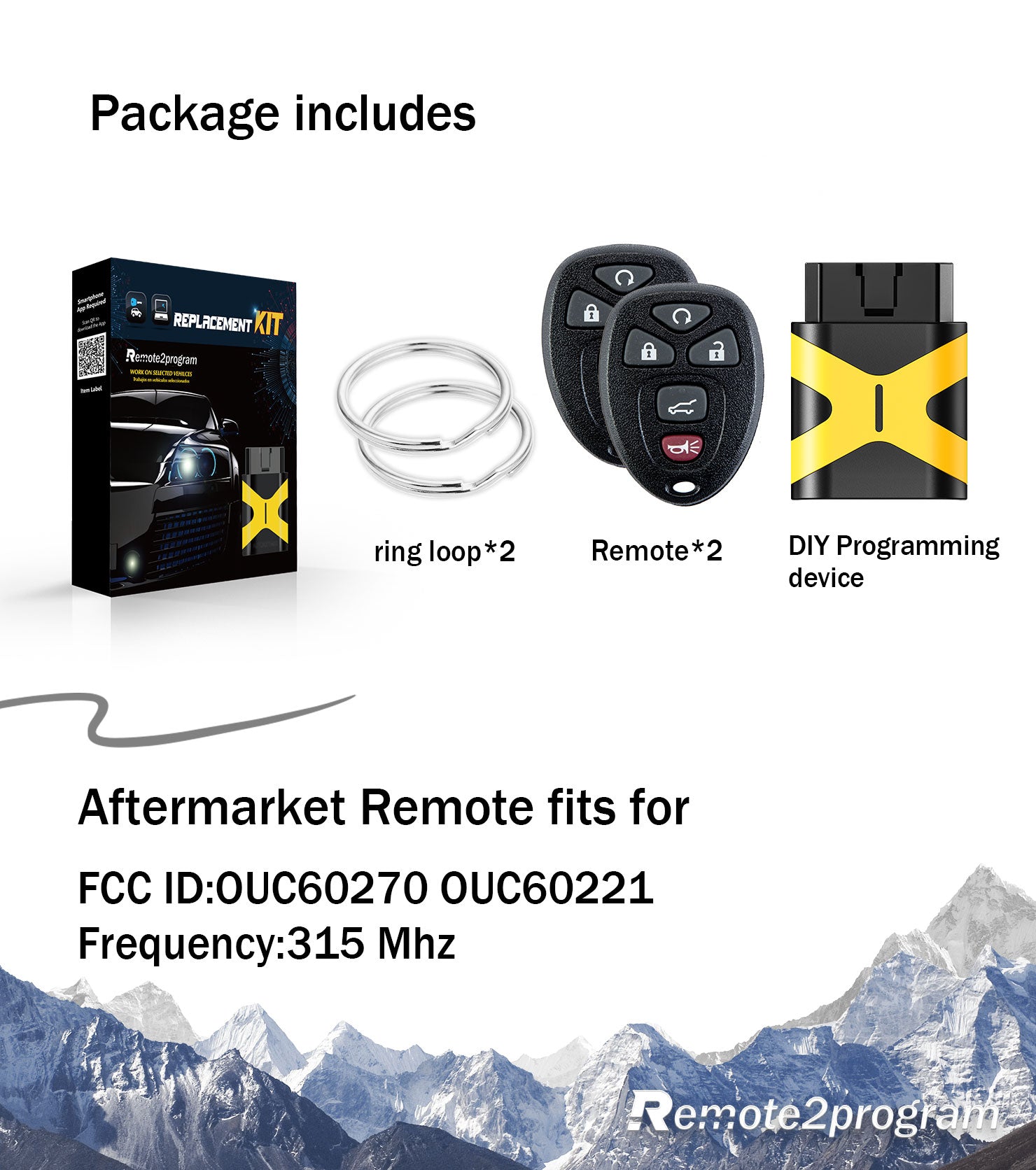 Self Programmable Car Key Keyless Entry Remote Replacement for 2007-2014 GMC Sierra/2008-2010 Saturn Vue 315MHZ with FCC: OUC60221 OUC60270