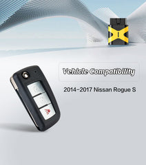 Self Programmable Remote Car Key Fob Replacement for 2014-2017 Nissan Rogue S 433MHZ with FCC: CWTWB1G767