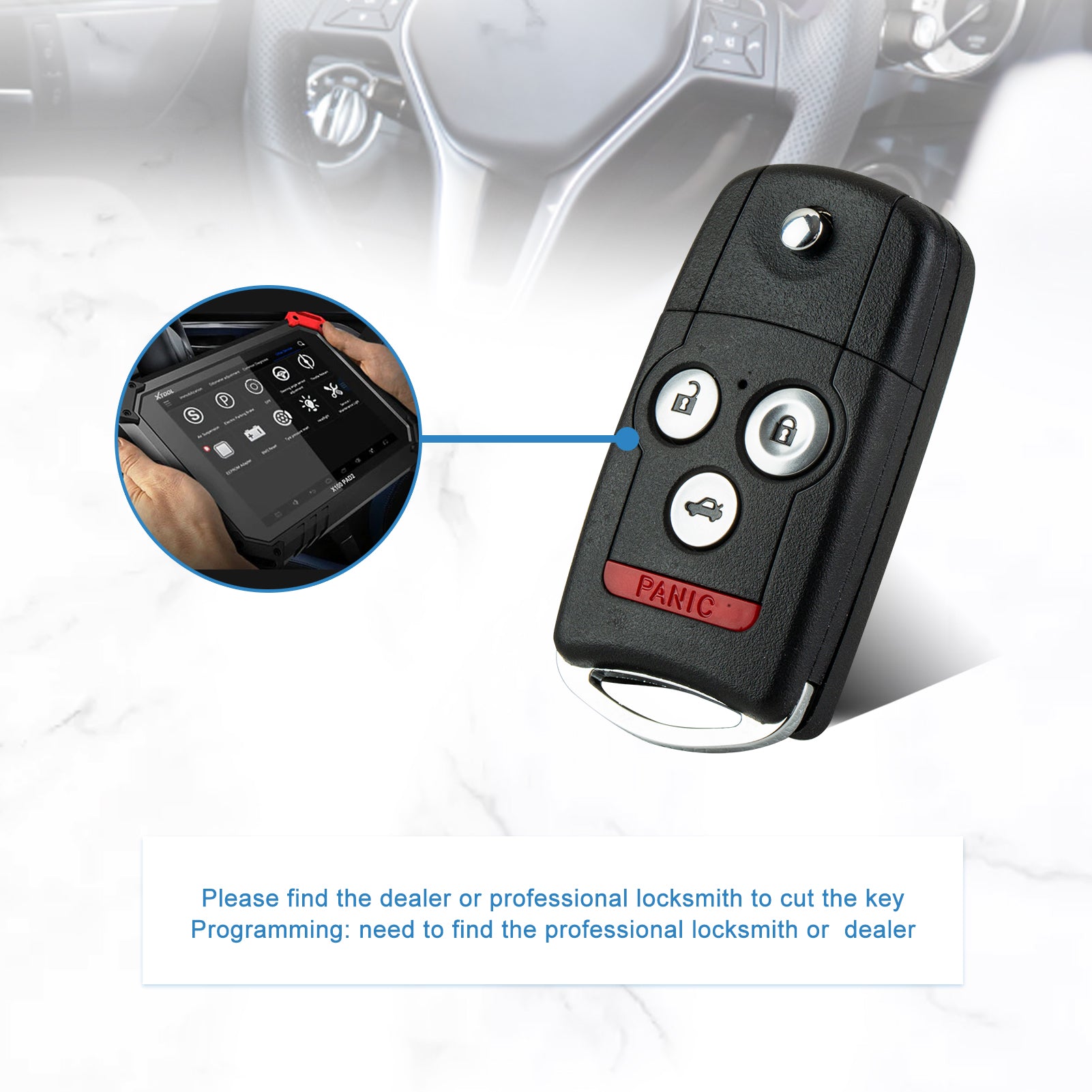 Replacement for 2007, 2008 TL FLIP 4 Button,Keyless Entry Remote OUCG8D-439H-A