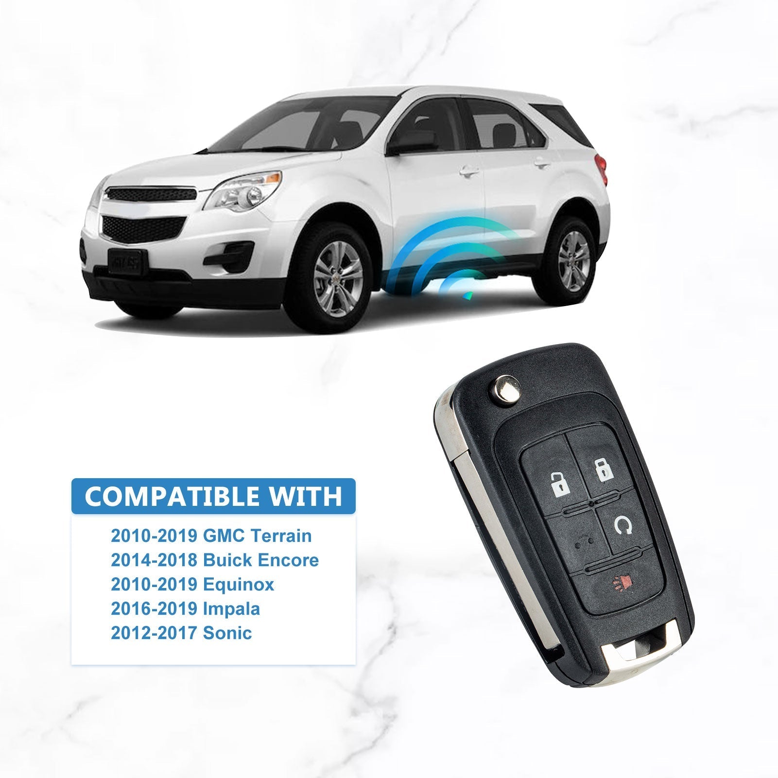Car Key Fob Keyless Entry Remote Control 315MHZ Replacememnt for 2010-2019 Equinox 2014-2018 Buick Encore 2010-2019 GMC Terrain OHT01060512 KR-C4SC-10