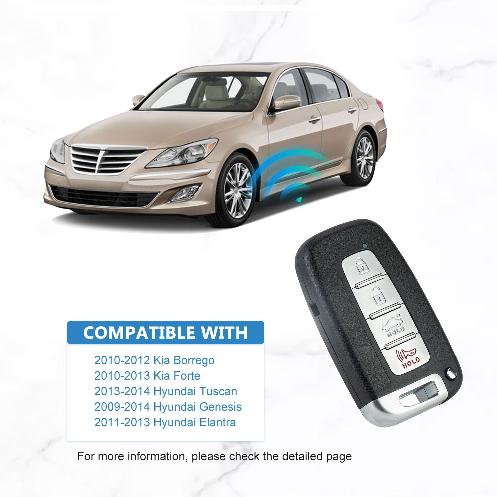 Smart Car Key Fob Keyless Entry Control Replacement for 2011-2014 Hyundai Sonata Remote 4 Button SY5HMFNA04  KR-K4RA