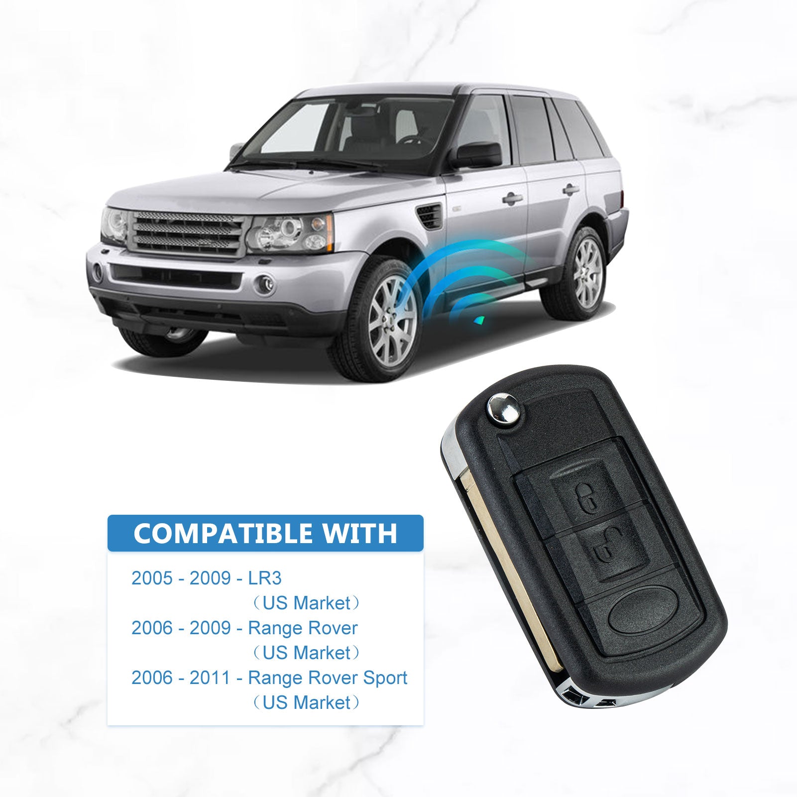 Car Key Fob Replacement for 2005-2009 Land Rover LR3 Range Rover Sport 315MHZ Keyless Entry NT8-15K6014CFFTXA KR-L3SD