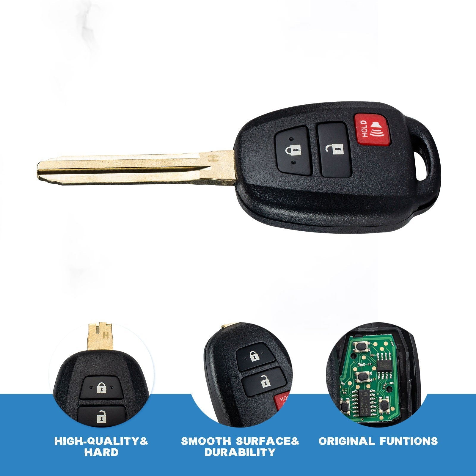 3 BTN Keyless Entry Remote Car Key Replacement for 2013-2015 Toyota Rav4 2014-2016 Prius C V H Chip HYQ12BEL KR-T3SC