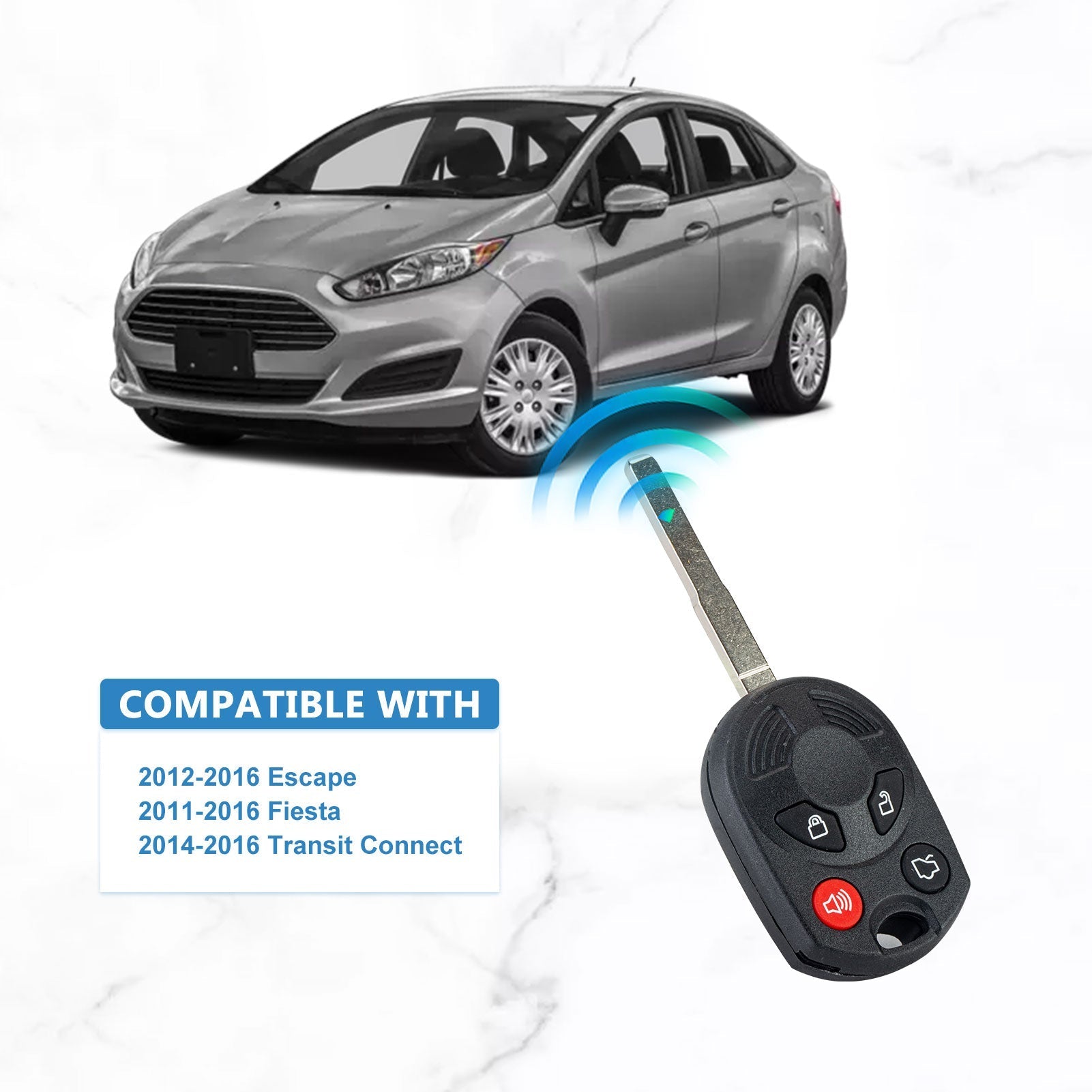 High Security Car Key 80 Bit Chip Replacement for 2012-2016 Escape/2011-2016 Fiesta OUCD6000022, 164-R8007 315MHZ  KR-F4SC-10