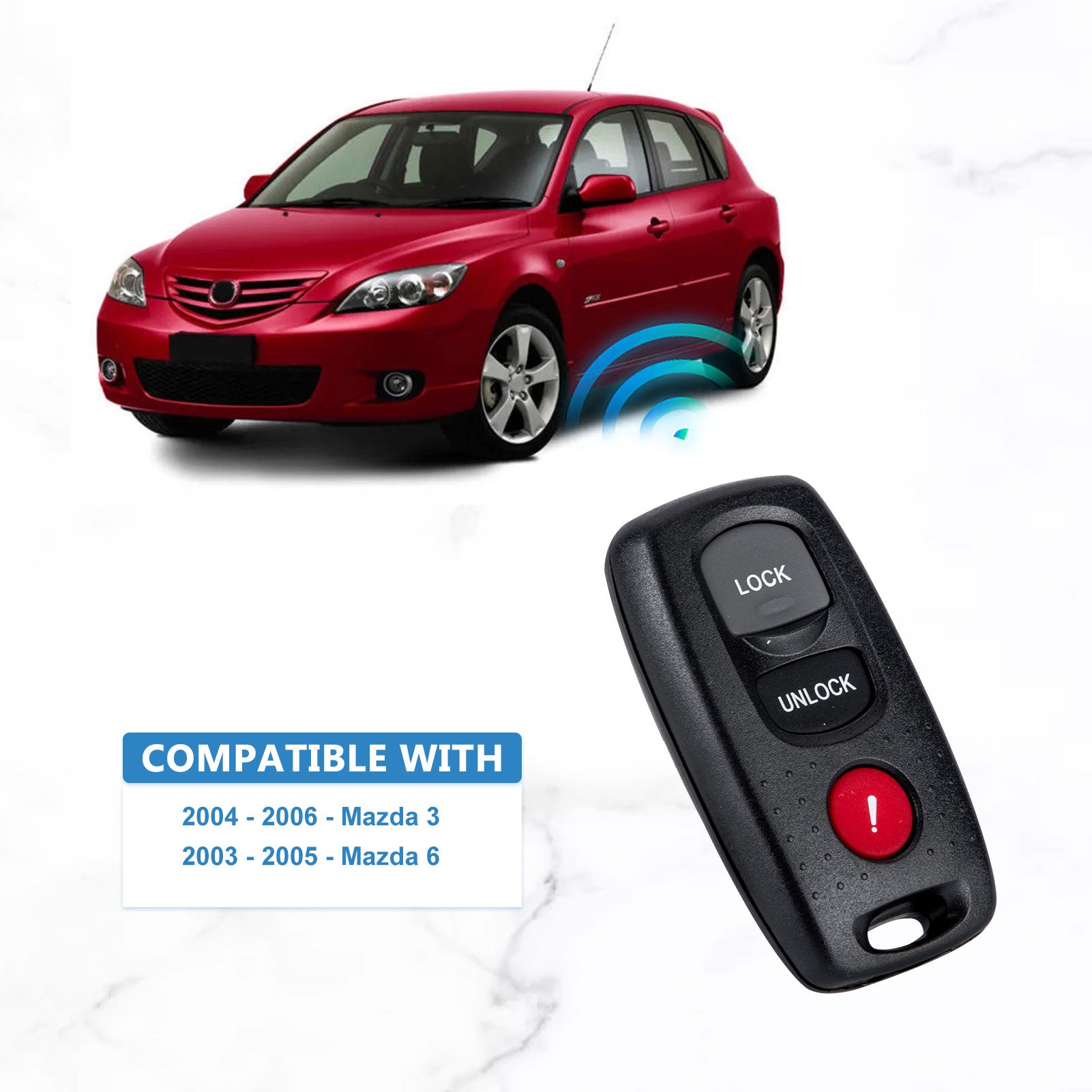 Car Key Remote Control Transmitter Replacement for 2004-2006 - Mazda 3 2003-2005 - Mazda 6 315 MHz KPU41846  KR-M3RC
