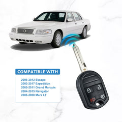80 BIT Car Key Fob Keyless Entry Remote Start Replacement for 2006-2012 Escape 2005-2011 Grand Marquis 2007-2012 MKZr 315MHZ CWTWB1U793  KR-F4SB-05