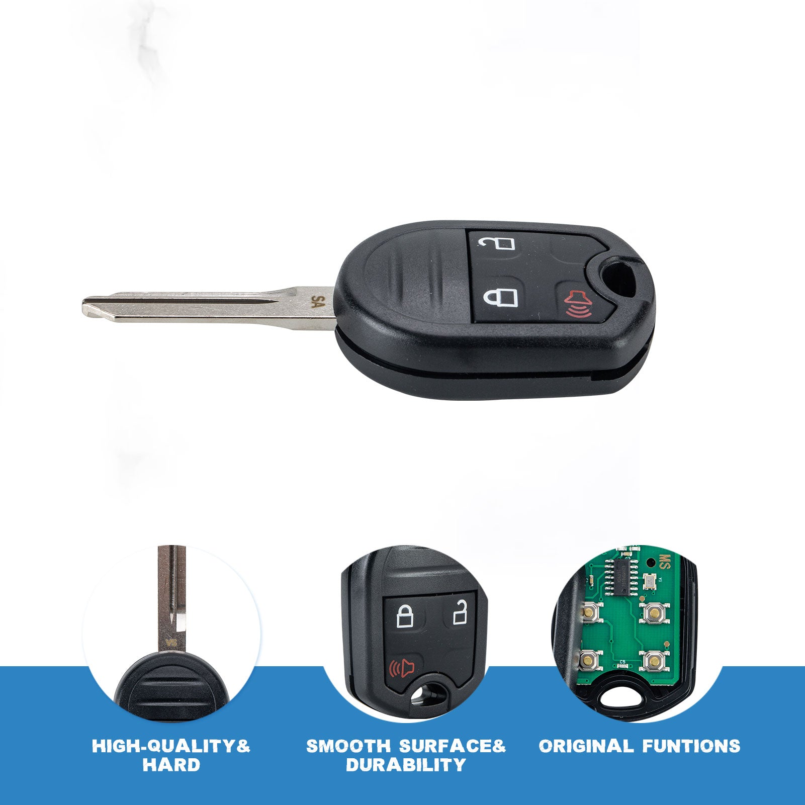 Car Key Fob Keyless Entry Remote Transmitter 80 bit chip Replacement for 2011-2015 Ford Explorer 2007-2015 Ford Edge 2009-2017 Ford Flex CWTWB1U793  KR-F3SB