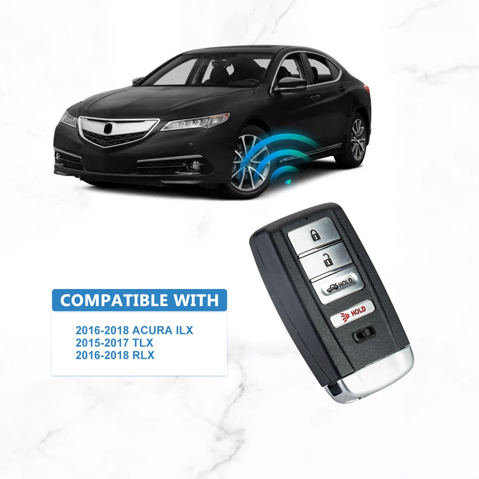 Car Key Fob Keyless Entry Remote Replacement for 2015-2018 Acura ILX RLX TLX Smart Key KR5V1X 313.8MHZ  KR-A4RB-10