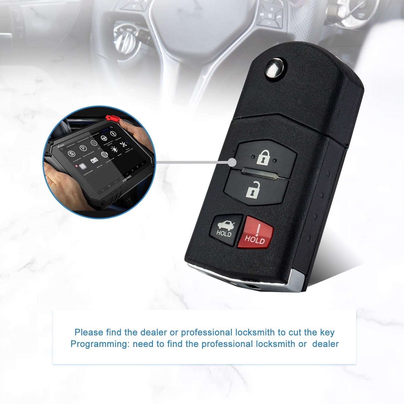 Car Key Fob Remote Replacement for 2009-2013 Mazda 6 Flip BGBX1T478SKE12501 KR-M4SA