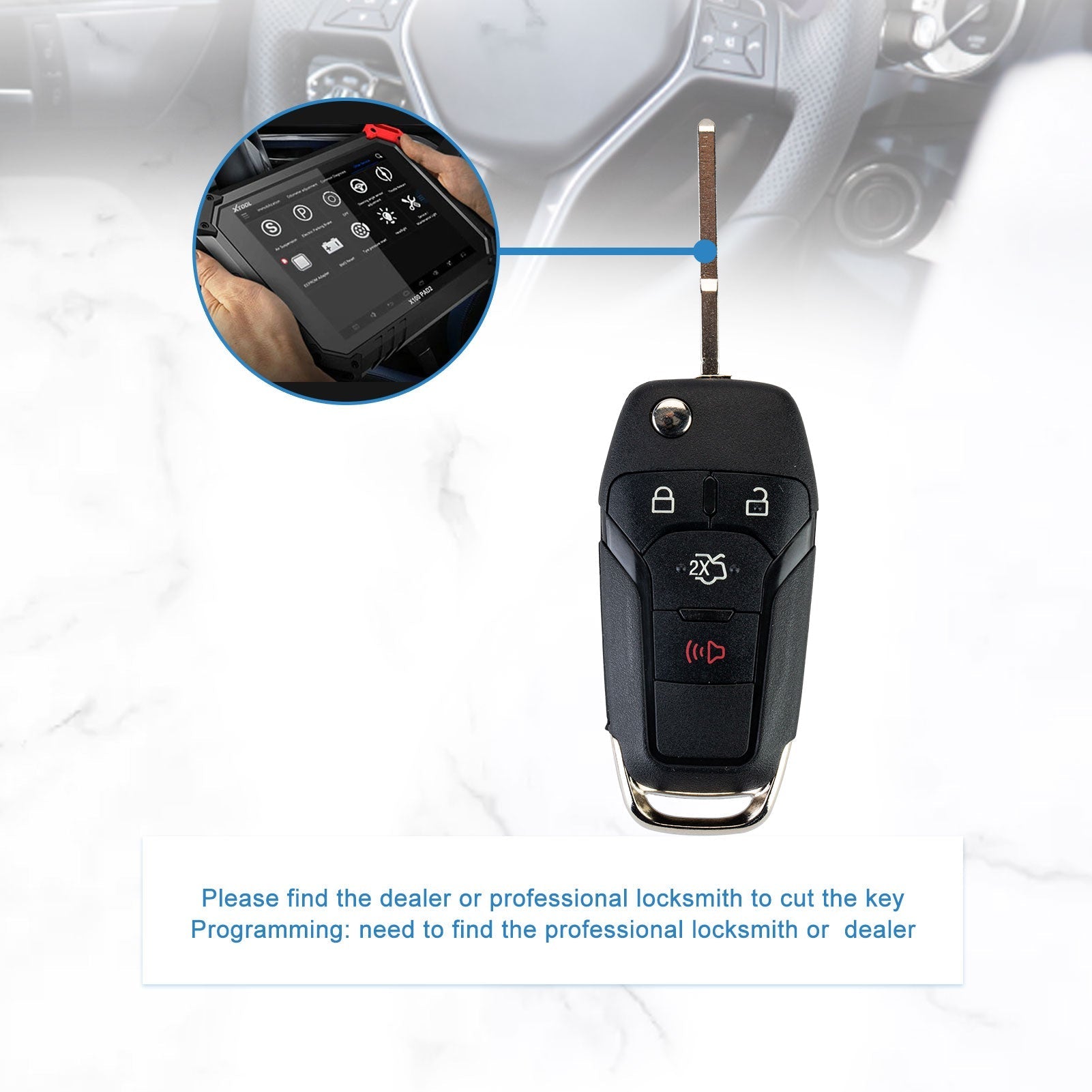 Flip Remote Keyless Entry Remote Fob Replacement for 2013-2016 Fusion N5F-A08TAA 315Mhz  KR-F4SE-10