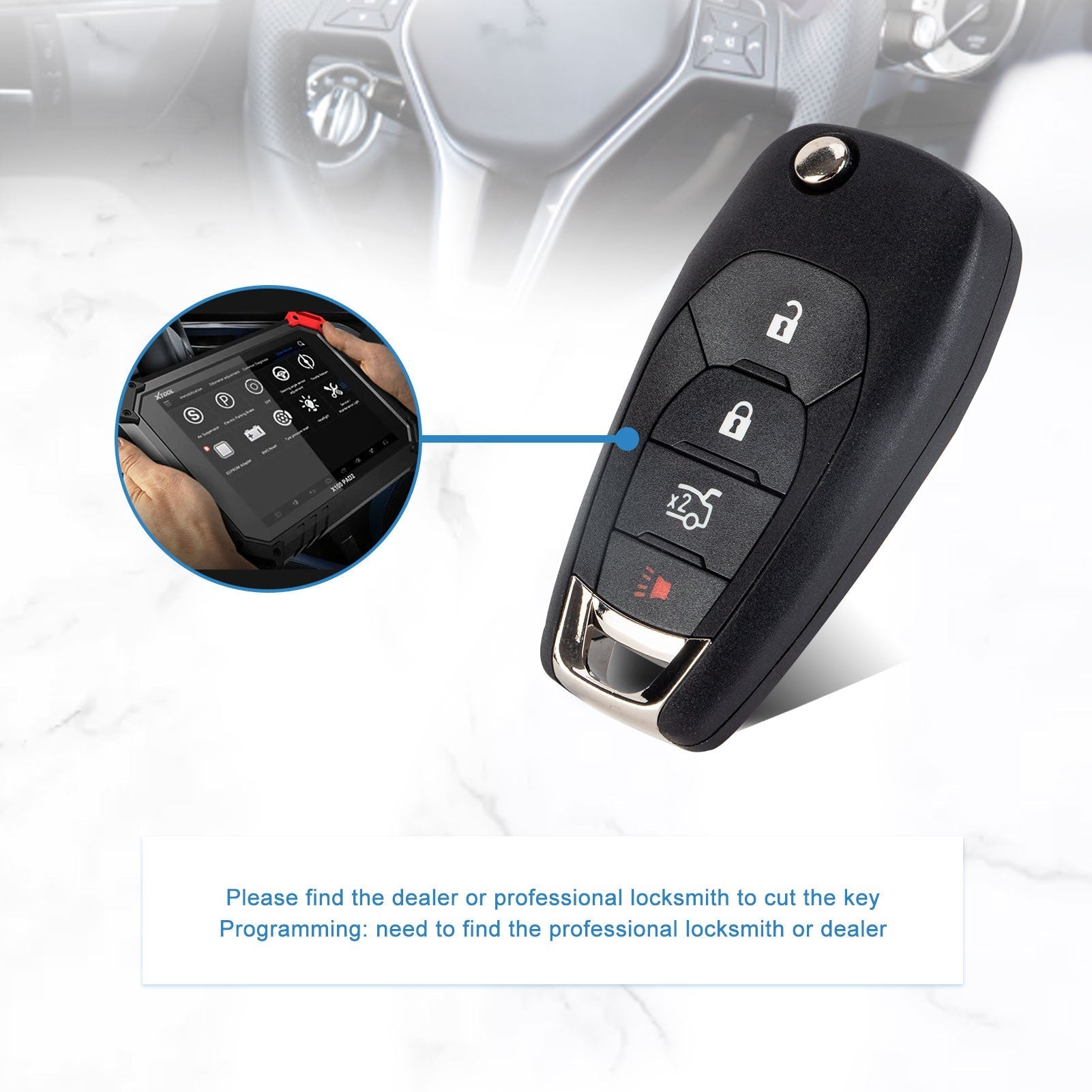 4 BTN Keyless Entry Remote 433MHZ Car Key Replacement for 2016-2019-Cruze XL8 Systems Only LXP-T004  KR-C4SD-10