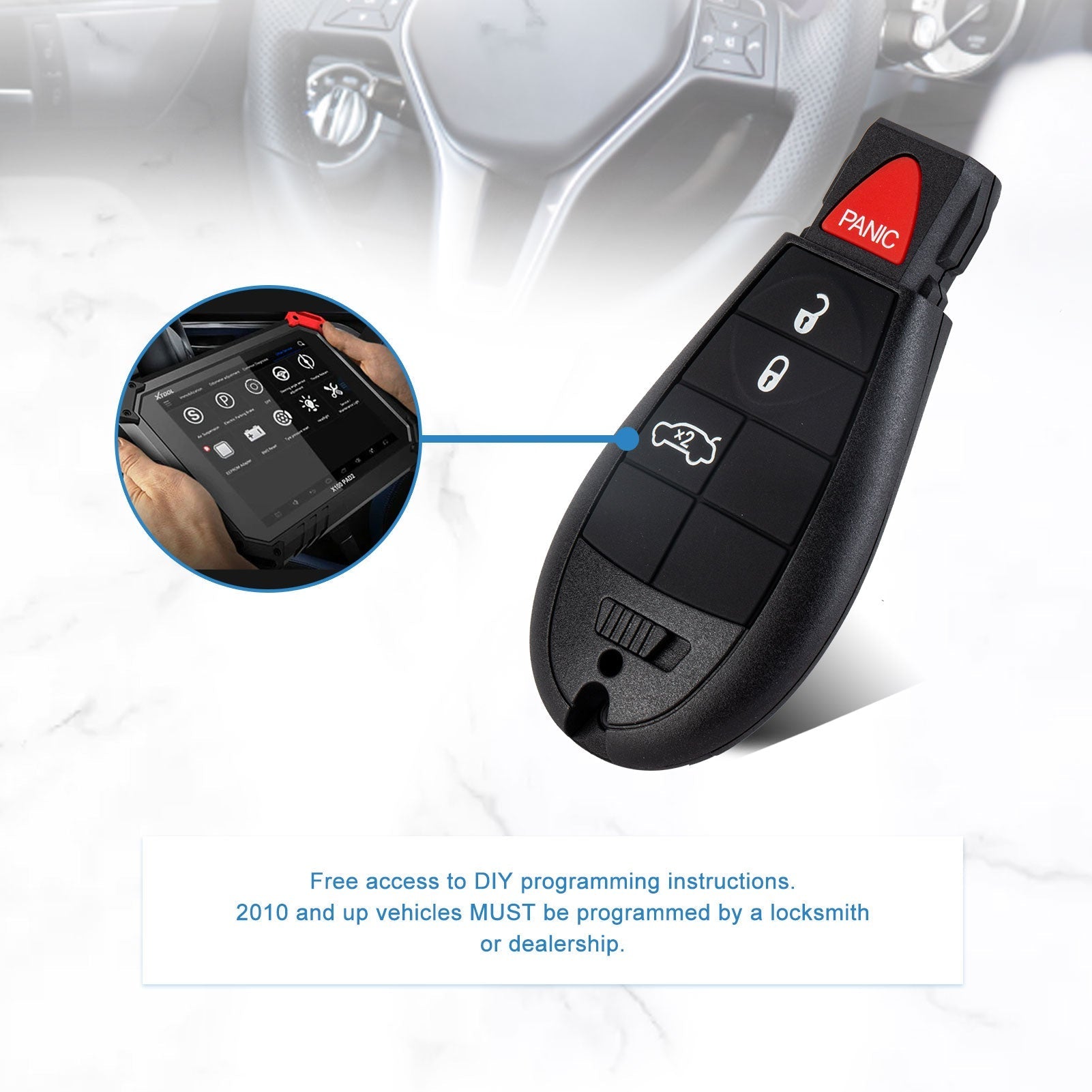 Car Key Fob Replacement for Dodge Charger Keyless Entry Control 4 Button IYZ-C01C or M3N5WY783X  KR-D4RA-10
