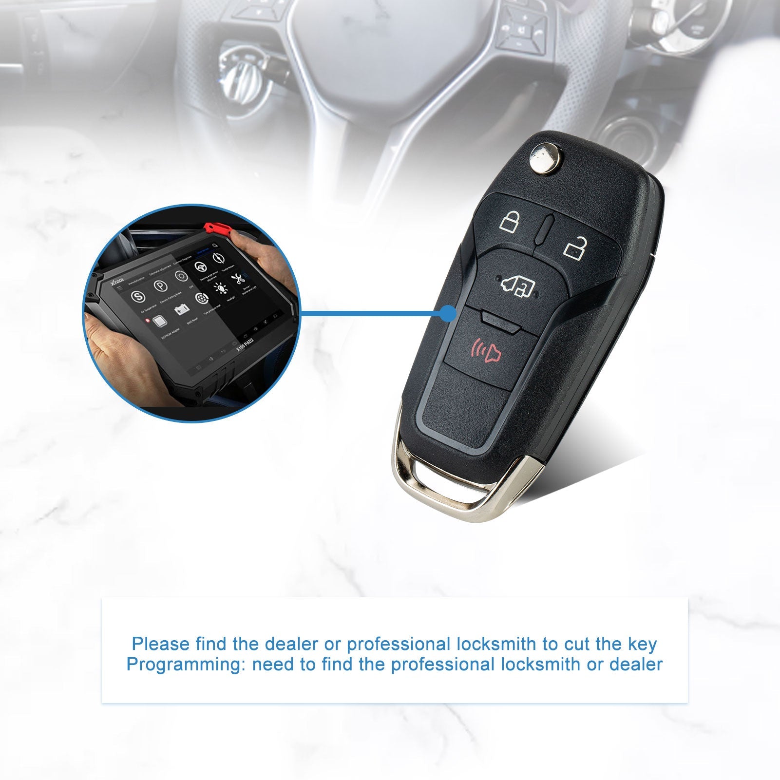 Flip Key 315MHz Replacement for 2019-2021 Ford Transit Connect Car Key Fob 4 BTN Remote Control N5F-A08TAA 164-R8236   KR-F4SJ-05