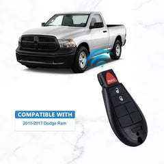 Keyless Entry Remote Key Fob, 3 Buttons Smart Key Replacement for 2013-2017 Dodge Ram GQ4-53T  KR-D3RC