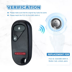 Keyless Entry Remote Control with Uncut High Security Car Key Fob Repalcement for 2002 2003 2004 Honda CR-V OUCG8D-344H-A  KR-H3RA