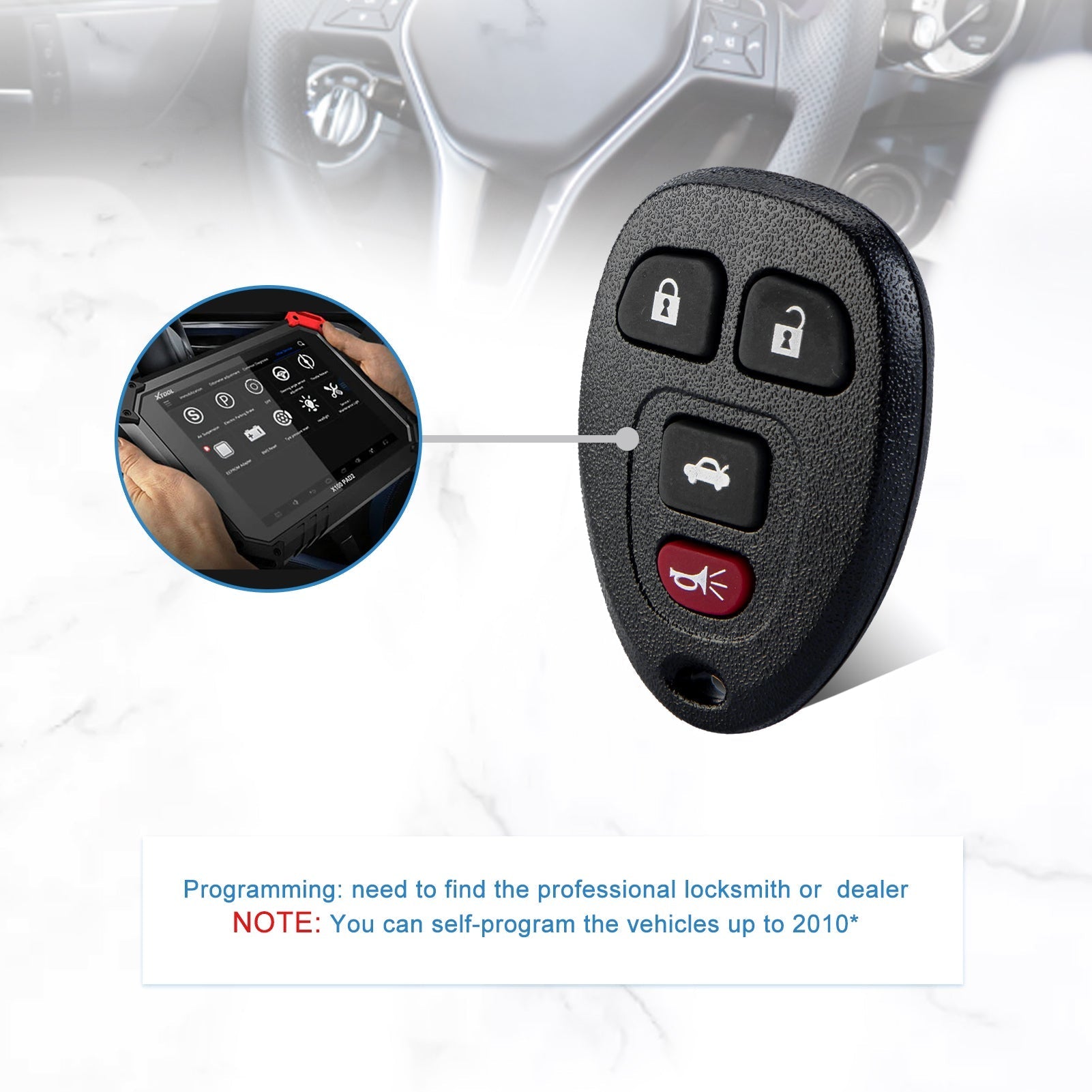 4 Button Keyless Entry Remote Replacement for 2007-2008 Saturn Aura Sky KOBGT04A KR-C4RB