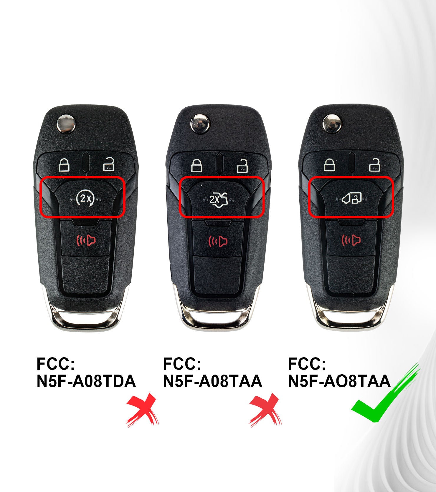 FILP Key Fob 315MHZ Replacement for 2019-2020 Ford Transit N5F-AO8TAA Self Programmable Remote Control
