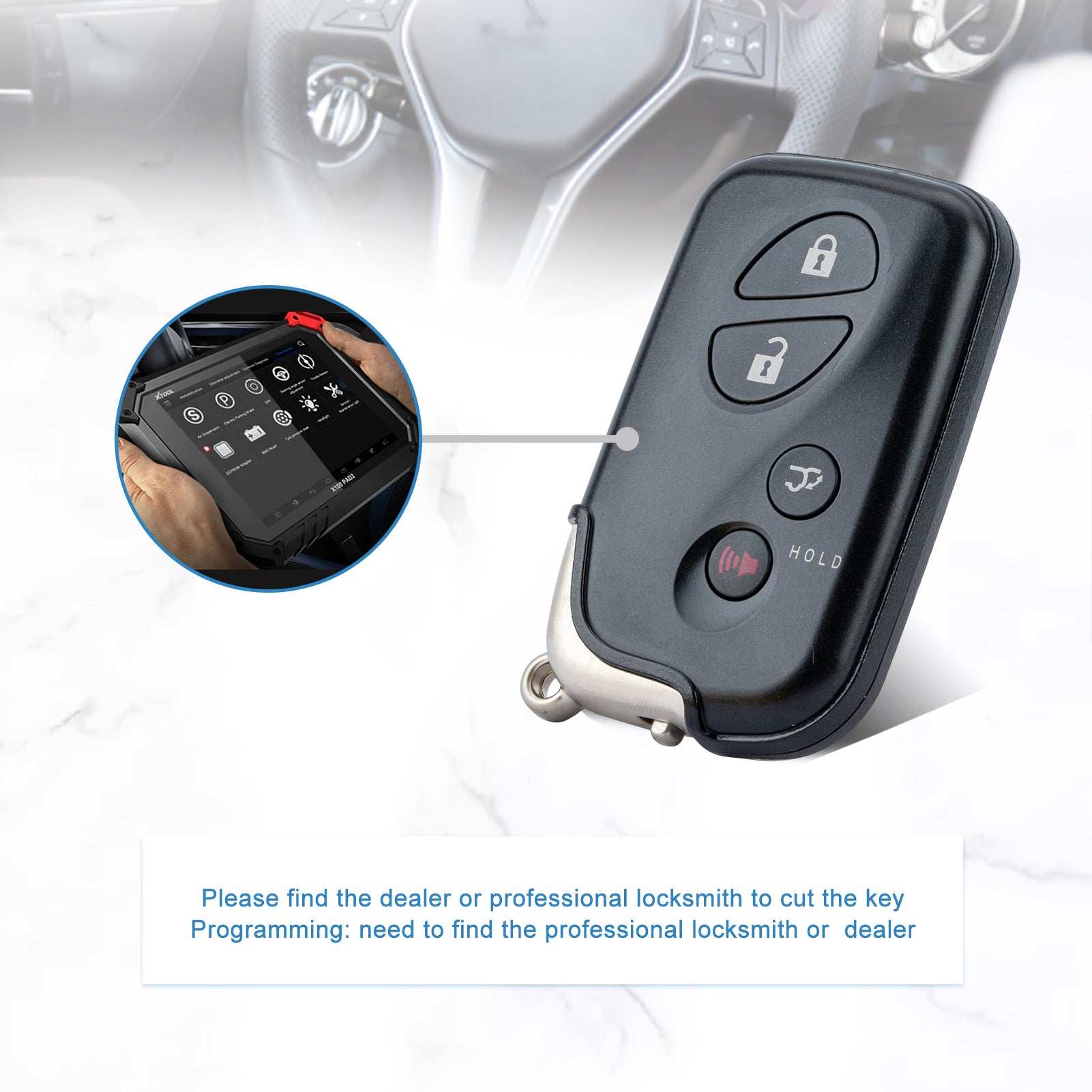 Smart Key Fob 4 BTN keyless Entry Replacement for 2010 - 2015 RX350 RX450H GX460 CT200H with FCC ID: HYQ14ACX, Board Number: 271451-5290