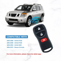 Replacement for Select Armada Murano Pathfinder Quest Titan keyless Entry Remote 3 Button KBRASTU15  KR-N3RA-50