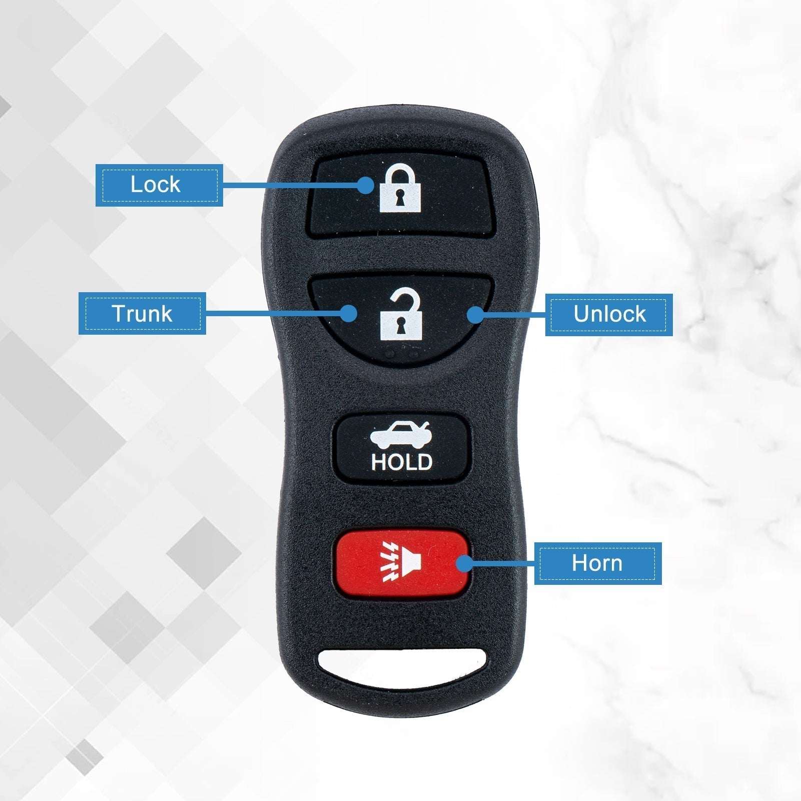 4 Button Car Key Fob Replacement for Nissan Infiniti Altima Armada Maxima Quest Sentra 350Z| EX35 FX35 FX45 I35 G35 QX56 KBRSTU15 100 PCS  KR-N4RA-100